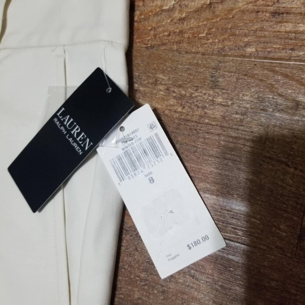 Ralph Lauren Pants Cropped Ankle Ivory Cream NWT 8 Office Modern Straight - Picture 5 of 8